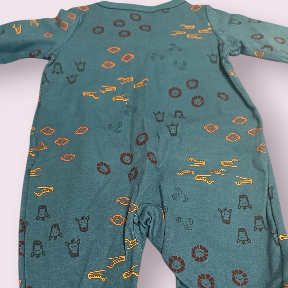 NWT Baby Carter's Teal Button Front Footies With Animal Print Size 3 Months - Picture 9 of 9